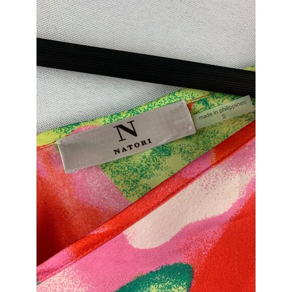 Natori Floral Poncho Blouse Small Vivid Colors - Picture 2 of 6